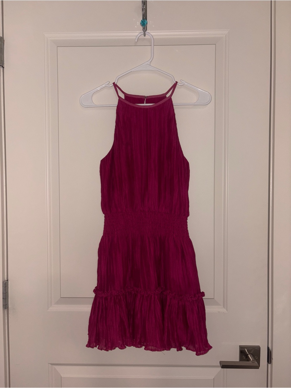 Dress the Population Girls' Magenta Halter-Tiered Ruffle Dress